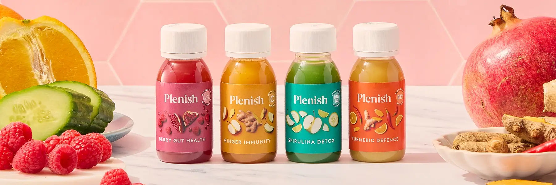 Plenish Health Shot Drinks with fruit and veg 