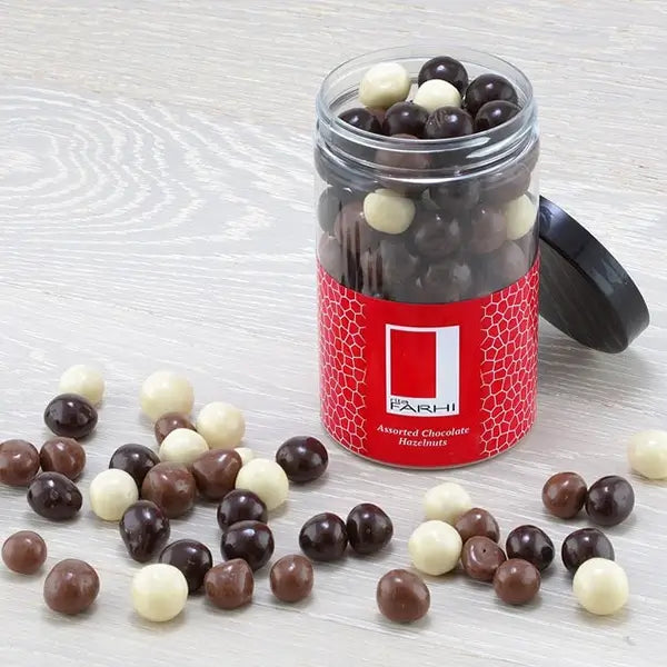 Rita Farhi Milk Dark and White Chocolate Covered Nuts Jar