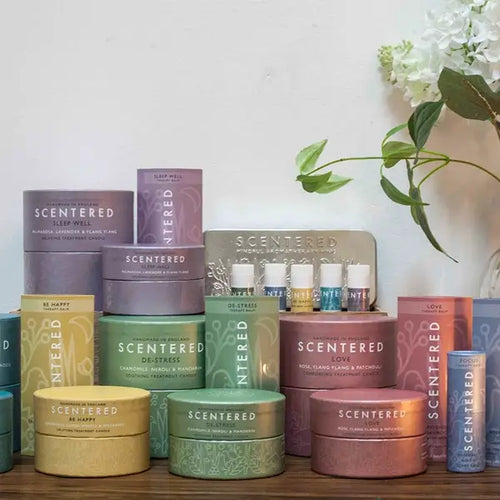 Scentered range of aromatherapy balm and candles