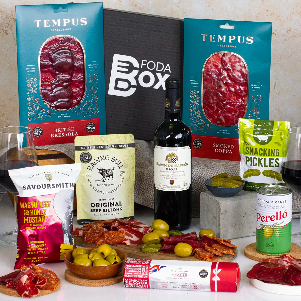 FodaBox Premium Red Wine & Charcuterie Hamper - FodaBox