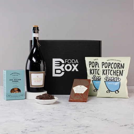 Prosecco, Popcorn & Fudge Hamper | Sweet Treats | FodaBox Gifts