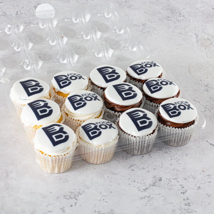 Bakerdays 12 Custom Photo Cupcakes with FodaBox logo