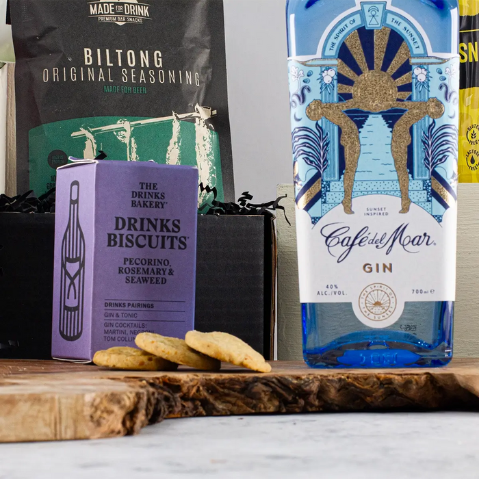 Cafe Del Mar Gin Gift Set With Snacks Close Up