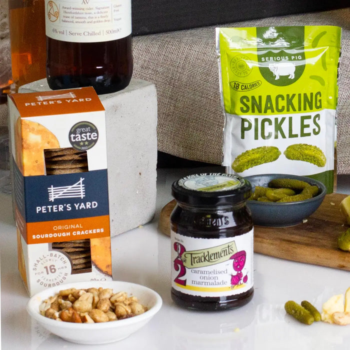 Peter's Yard Crackers and Tracklements Onion Marmalade.