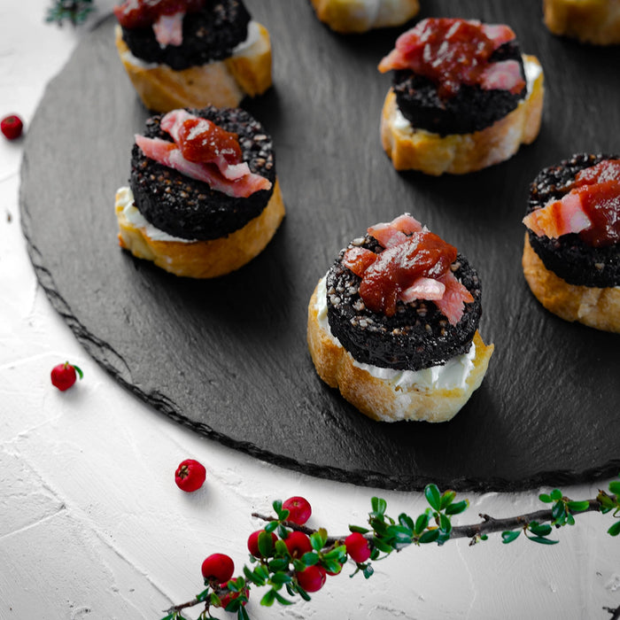 Clonakilty Christmas Black pudding bruschetta bites