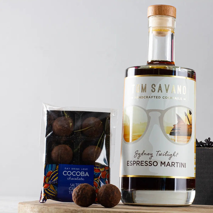 Espresso Martini Kit - Espresso Martini Gift Set and Snacks Close Up 3