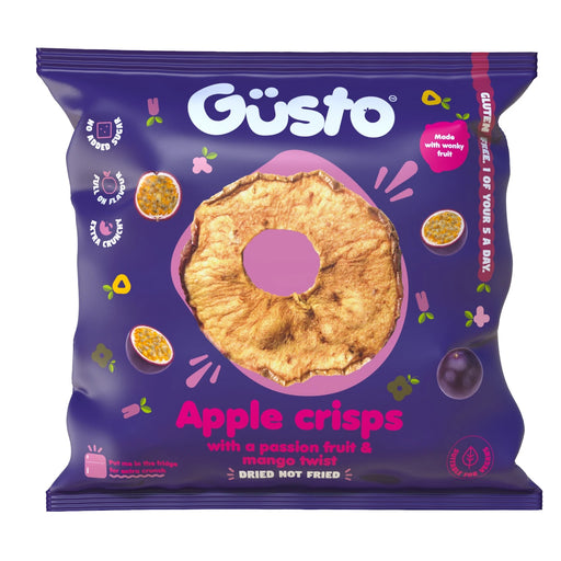 Gusto Snacks - Air-Dried Wonky Apple Crisps With A Mango & Passion Fruit Twist 20g