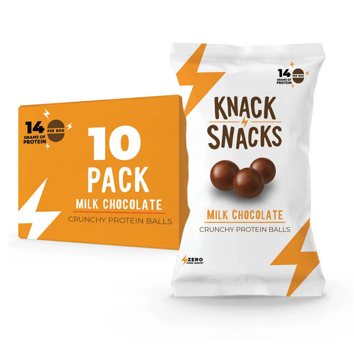 Knack Snacks - Milk Chocolate Crunchy Protein Balls 10 x 34g Box