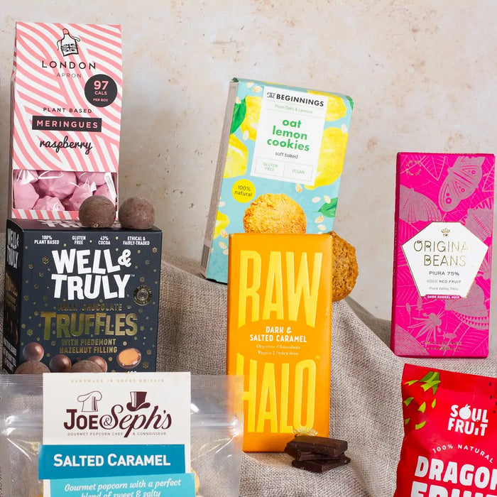 meringues, truffles, oat cookies, dark chocolate and dragonfruit chips.