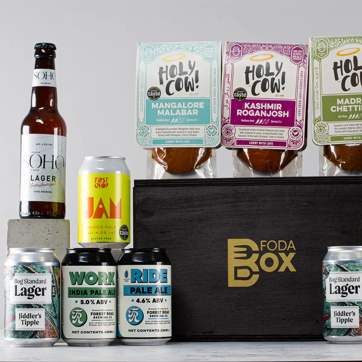 Luxury Pine Box Beer and Curry Night Gift