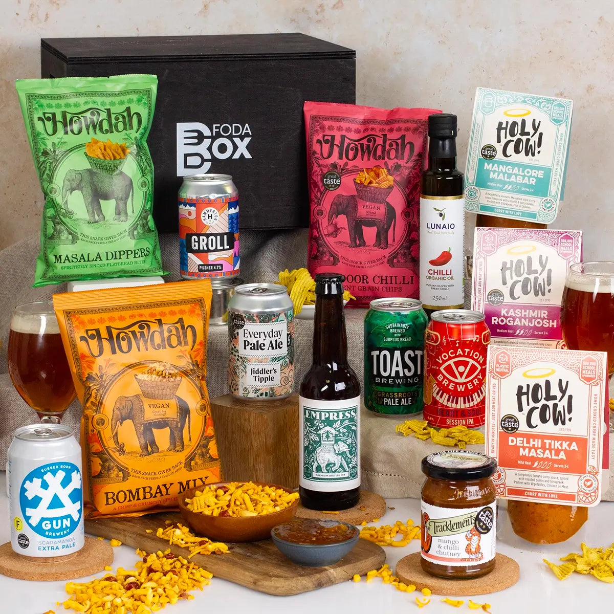 Luxury Beer and Curry in Wooden Box | FodaBox UK - FodaBox