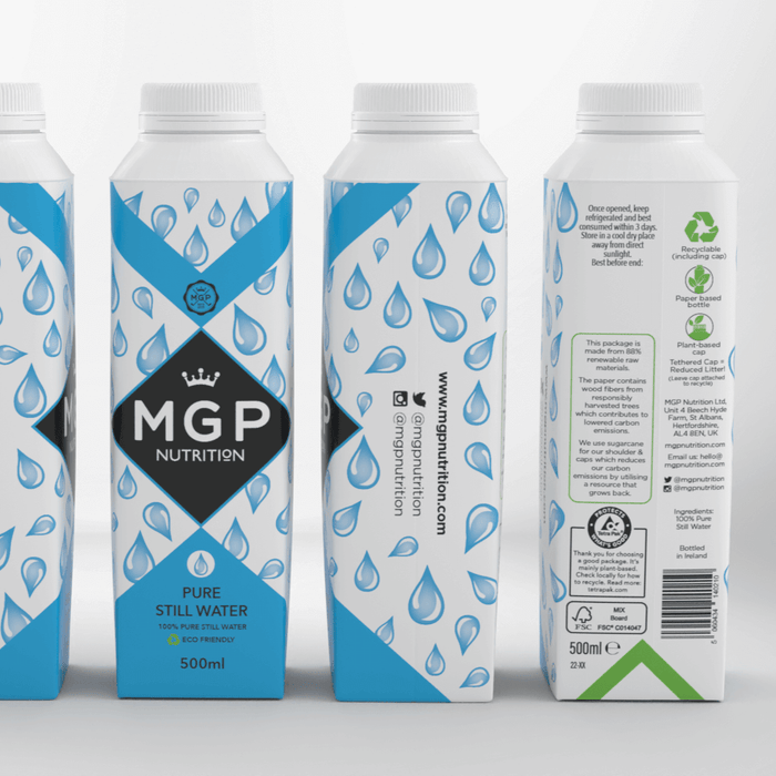 MGP Nutrition Pure Still Water 24 x 500ml Side view