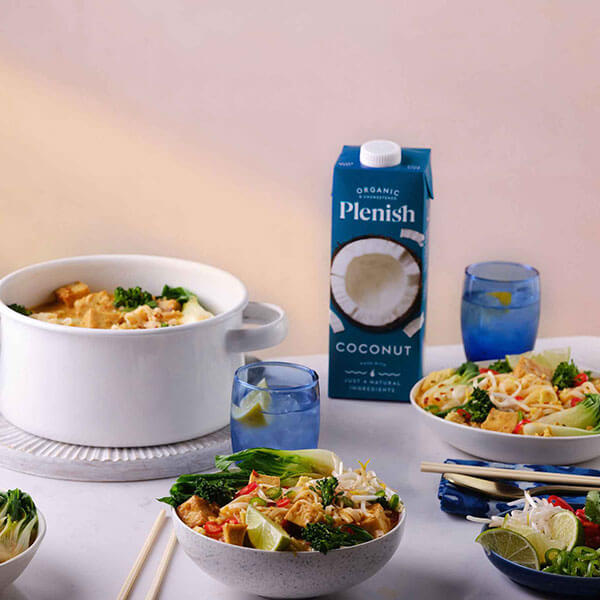 Plenish-coconut-milk-and-bowls-full-of-noodles