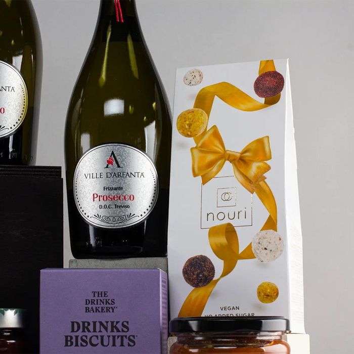 Prosecco, Cheese & Truffle Party Hamper Close Up