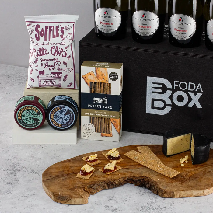 Prosecco, Cheese & Truffle Party Hamper Close Up