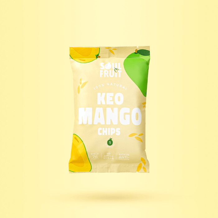Soul Fruit - Keo Mango Chips 10 x 20g Yellow Background