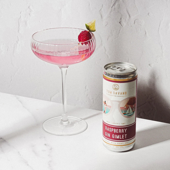 Tom Savano -  Riviera Daydream Raspberry Gin Gimlet Pre-Mixed Cocktail 250ml Served
