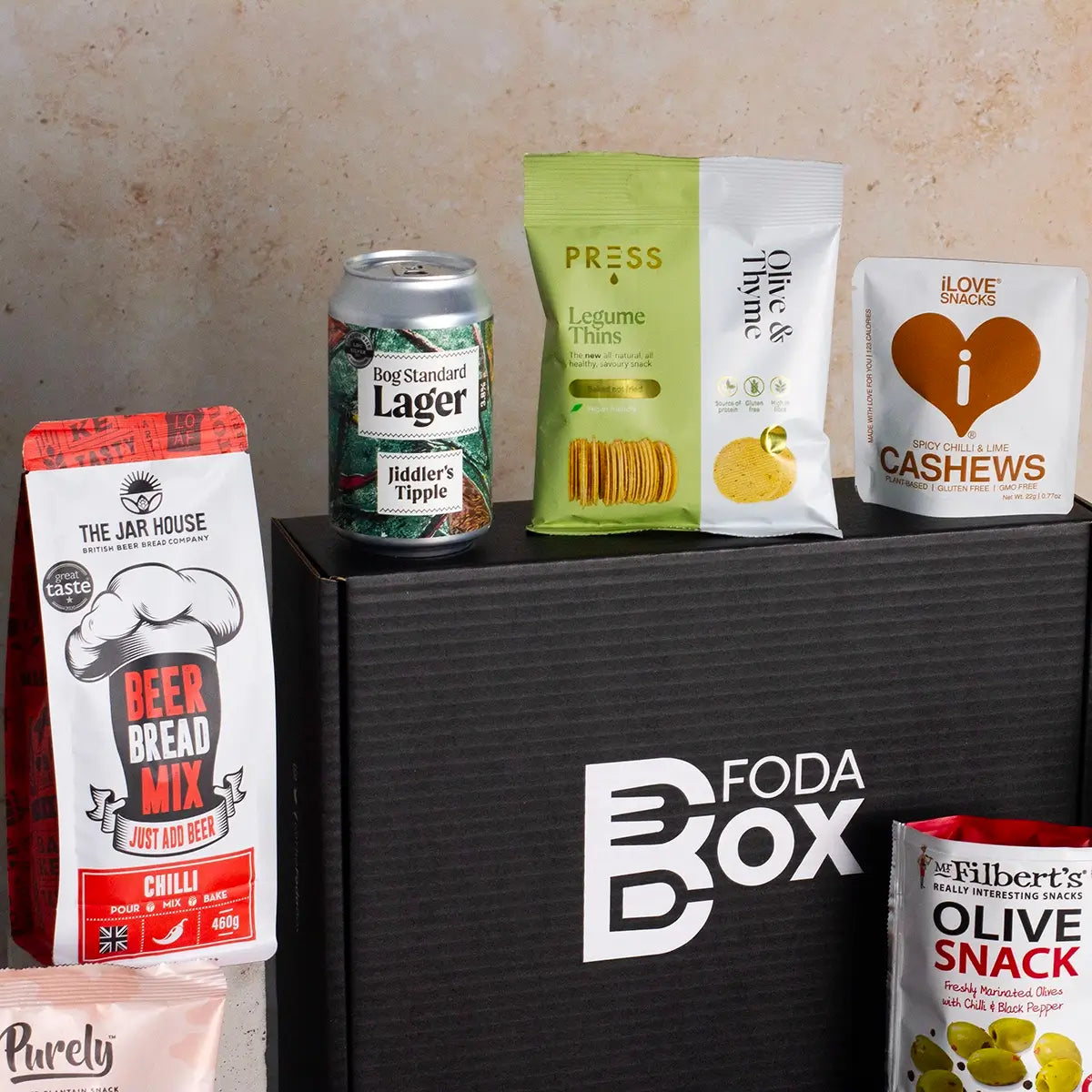 Vegan Beer and Snack Hamper Close up