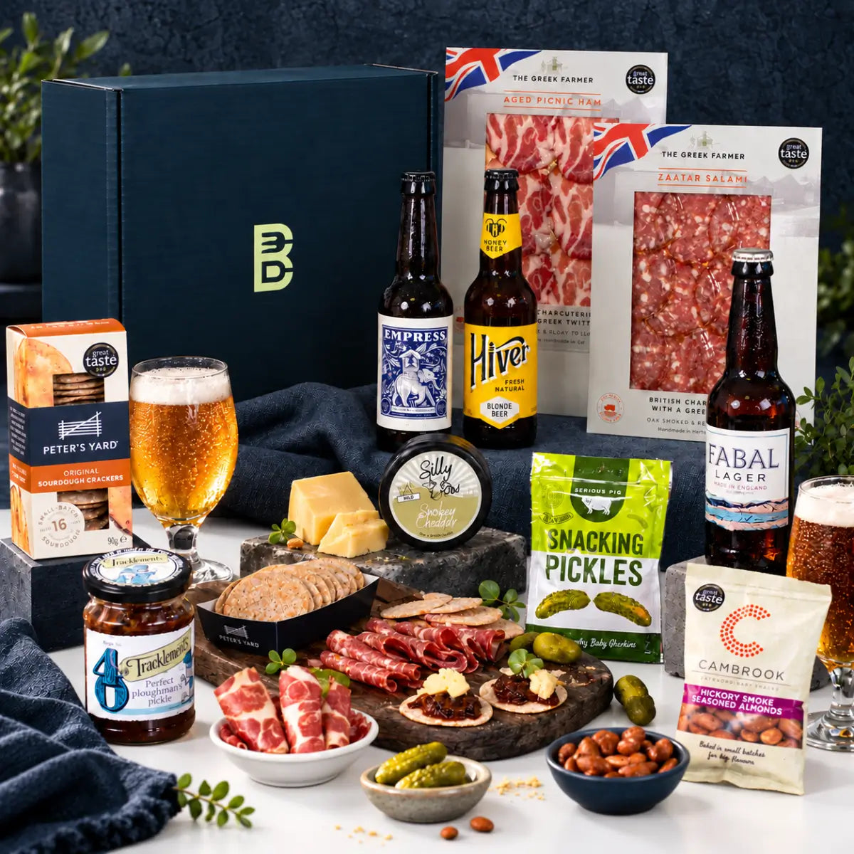 craft beer, charcuterie and cheese gift hamper