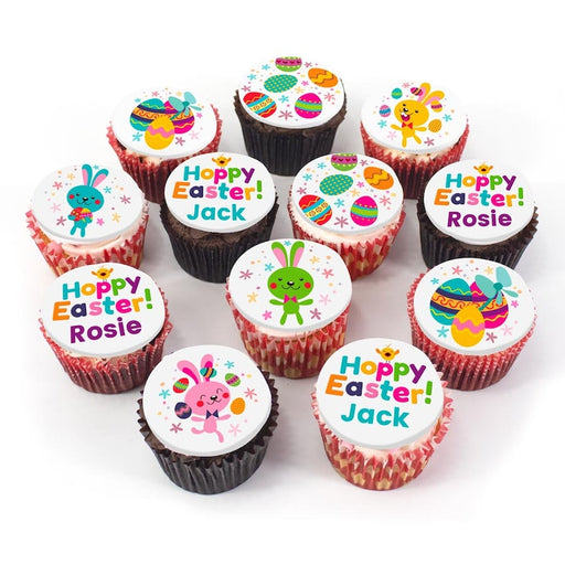 12 Cute Hoppy Easter Bunny Personalised Cupcakes - Bakerdays