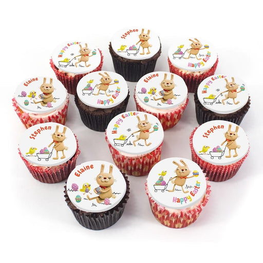 12 Happy Easter Bunny Personalised Cupcakes - Bakerdays