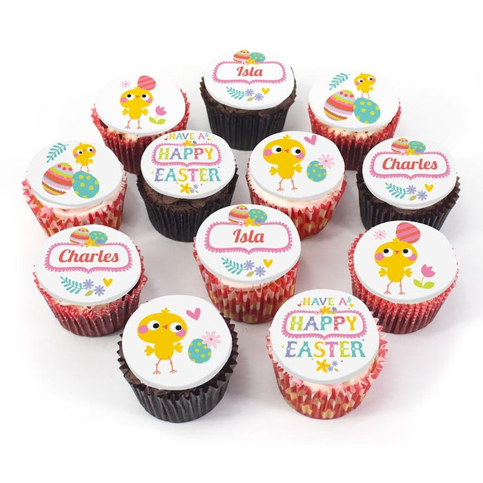 12 Cute Chick Easter Personalised Cupcakes - Bakerdays