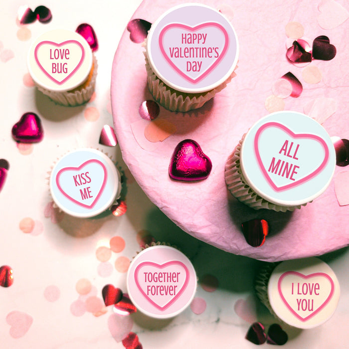 6 Love Hearts Cupcakes