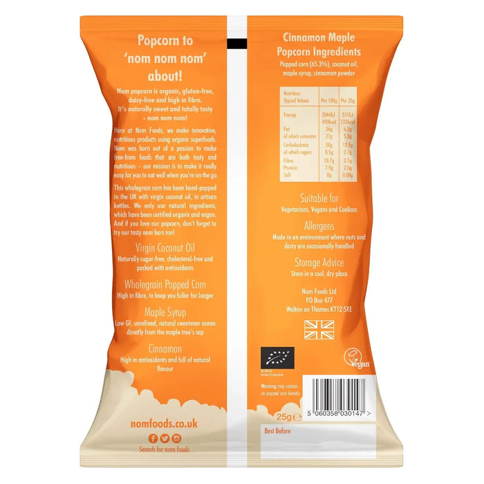 NOM Popcorn - Cinnamon Maple Popcorn 25g