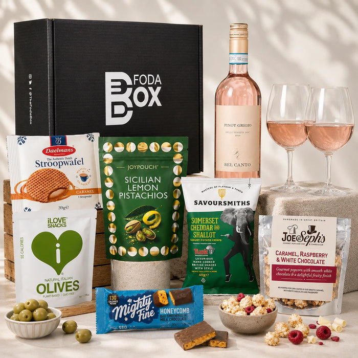 rose and gourmet snacks