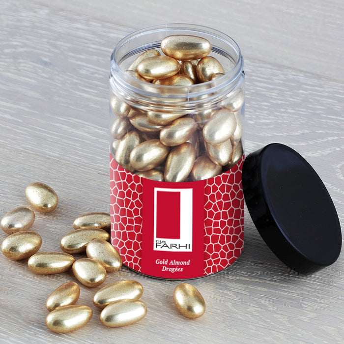 Gold Coated Almonds in a Gift Jar RJF Farhi 
