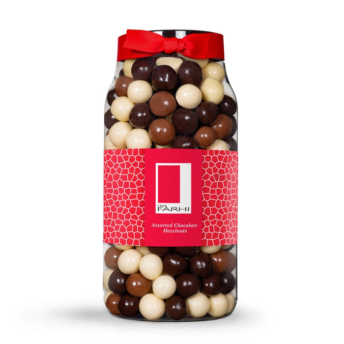 Assorted Chocolate Coated Hazelnuts Luxury Gift Jar Gift Giving RJF Farhi 