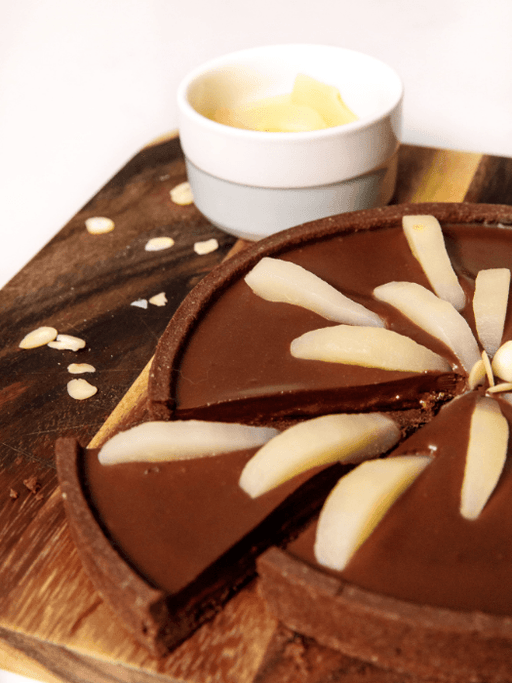 Plant-based Chocolate Pear and Praline Tart Baking Recipe Kit serves 8 created by Chef Ilaria Ragusa - Chefs For Foodies