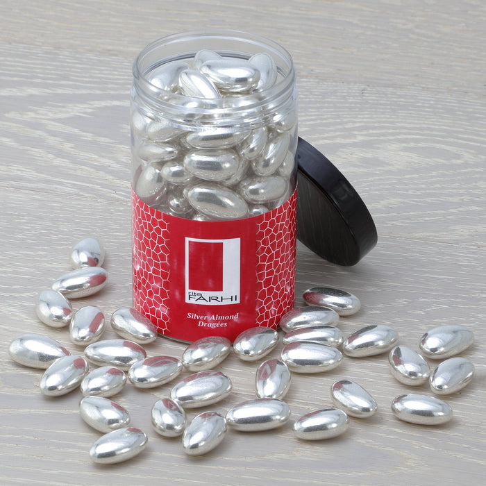 Silver Sugared Almonds in a Gift Jar RJF Farhi 