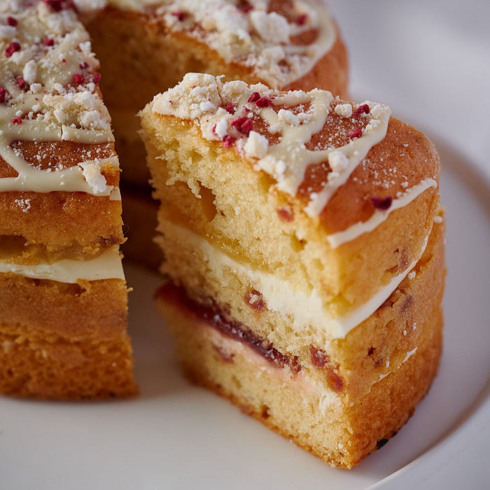 slice of lemon and raspberry meringue cake 