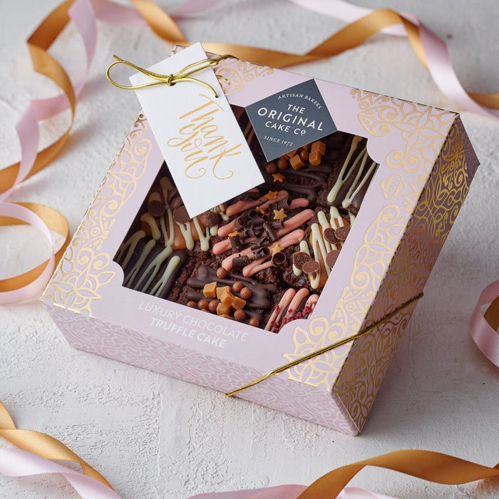 Pink Chocolate Truffle Cake- Thank You Gift Tag - The Original Cake Company