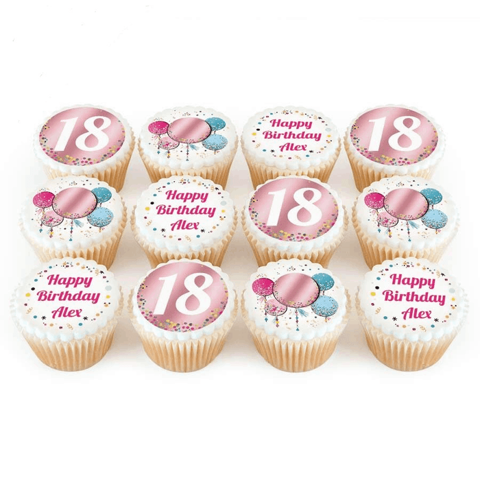 Bakerdays - 12 Pink Balloon Cupcakes-1