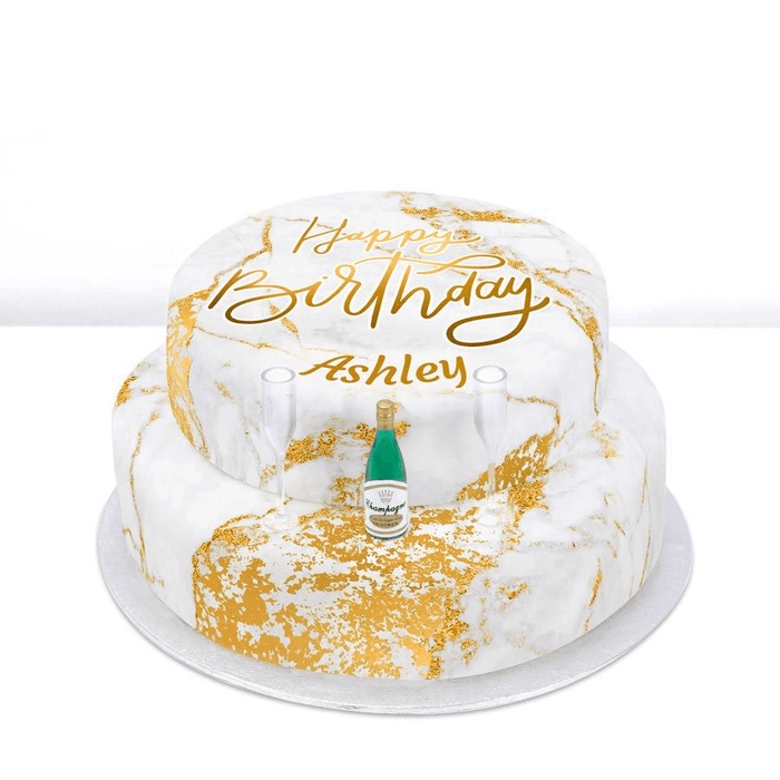 Bakerdays - Tiered Champagne Vanilla Birthday Cake-2