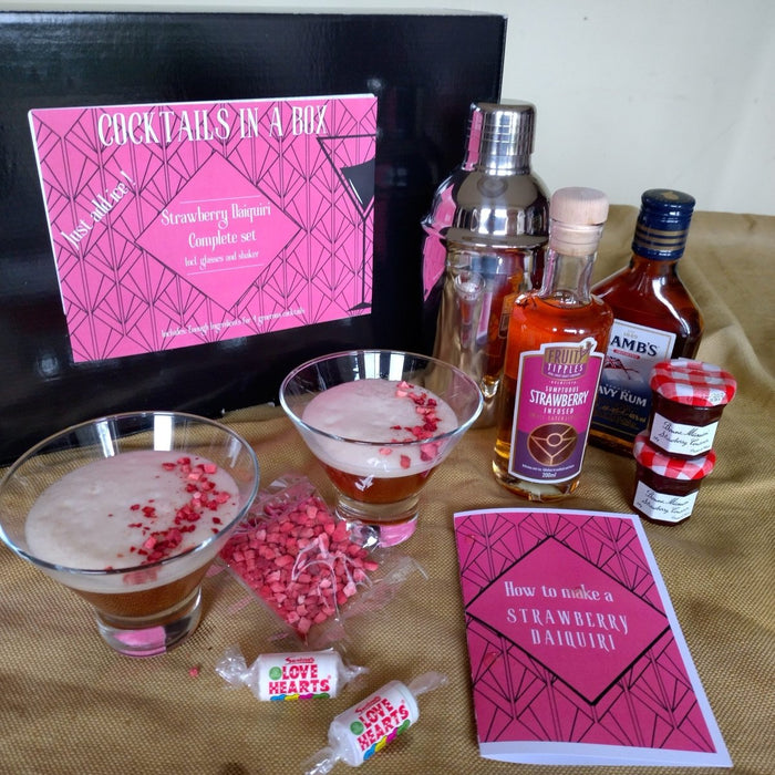 Fruity Tipples - Strawberry Daiquiri Cocktail Box with Glasses & Shaker-1
