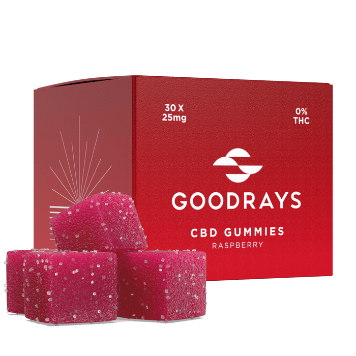 Goodrays - Raspberry CBD Gummies 25mg CBD 30 Gummies-1
