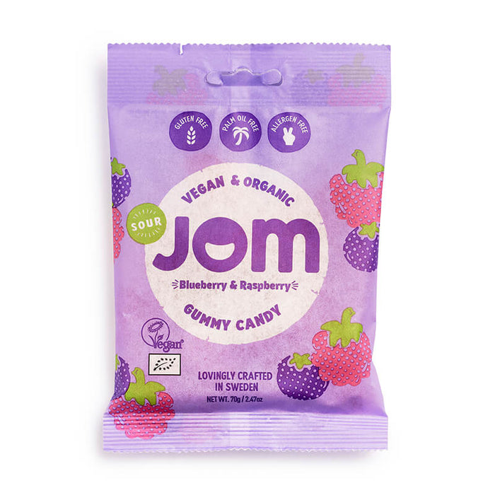 JOM - Organic and Vegan Sour Blueberry & Raspberry Gummies 70g-1