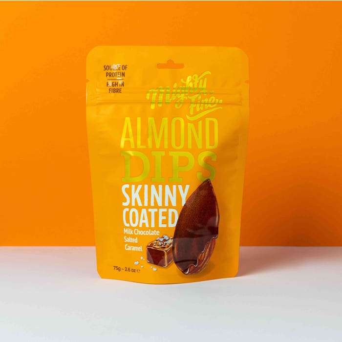 Mighty Fine - Salted Caramel Skinny Coated Almonds Dips 75g-2