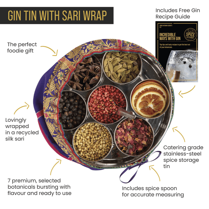 Spice Kitchen - Gin Botanicals Tin with 7 Botanicals & Silk Sari Wrap-3
