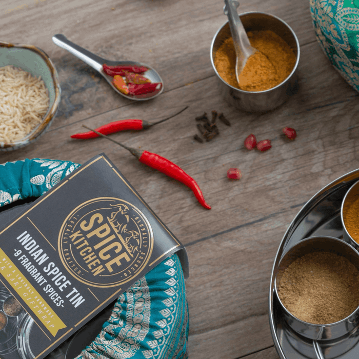 Spice Kitchen - Indian Tin with 9 Spices & Silk Sari Wrap - Gift of the Year Winner-9