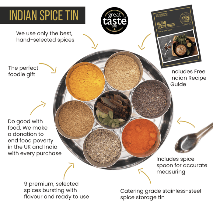 Spice Kitchen - Indian Tin with 9 Spices & Silk Sari Wrap - Gift of the Year Winner-5