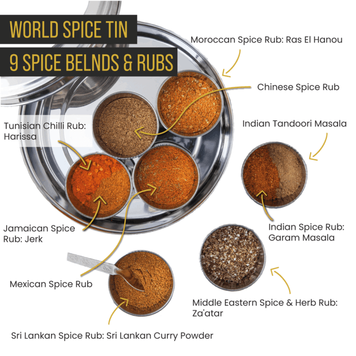 Spice Kitchen - World Spice Blends & BBQ Rubs Spice Tin with Silk Sari Wrap-3