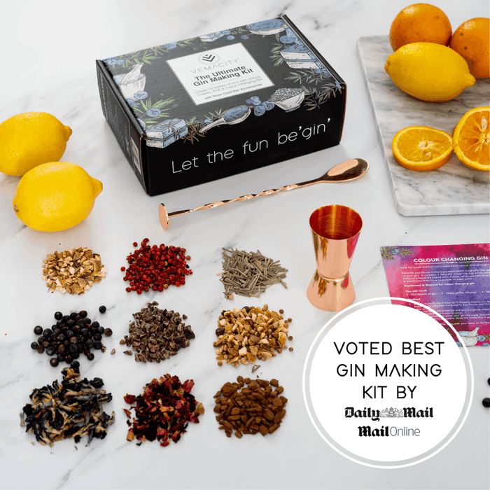 Vemacity - The Ultimate Gin Making Kit, 13 Organic UK Premium Organic Botanicals with Rose Gold Bar Accessories, The Perfect Gin Gift-5